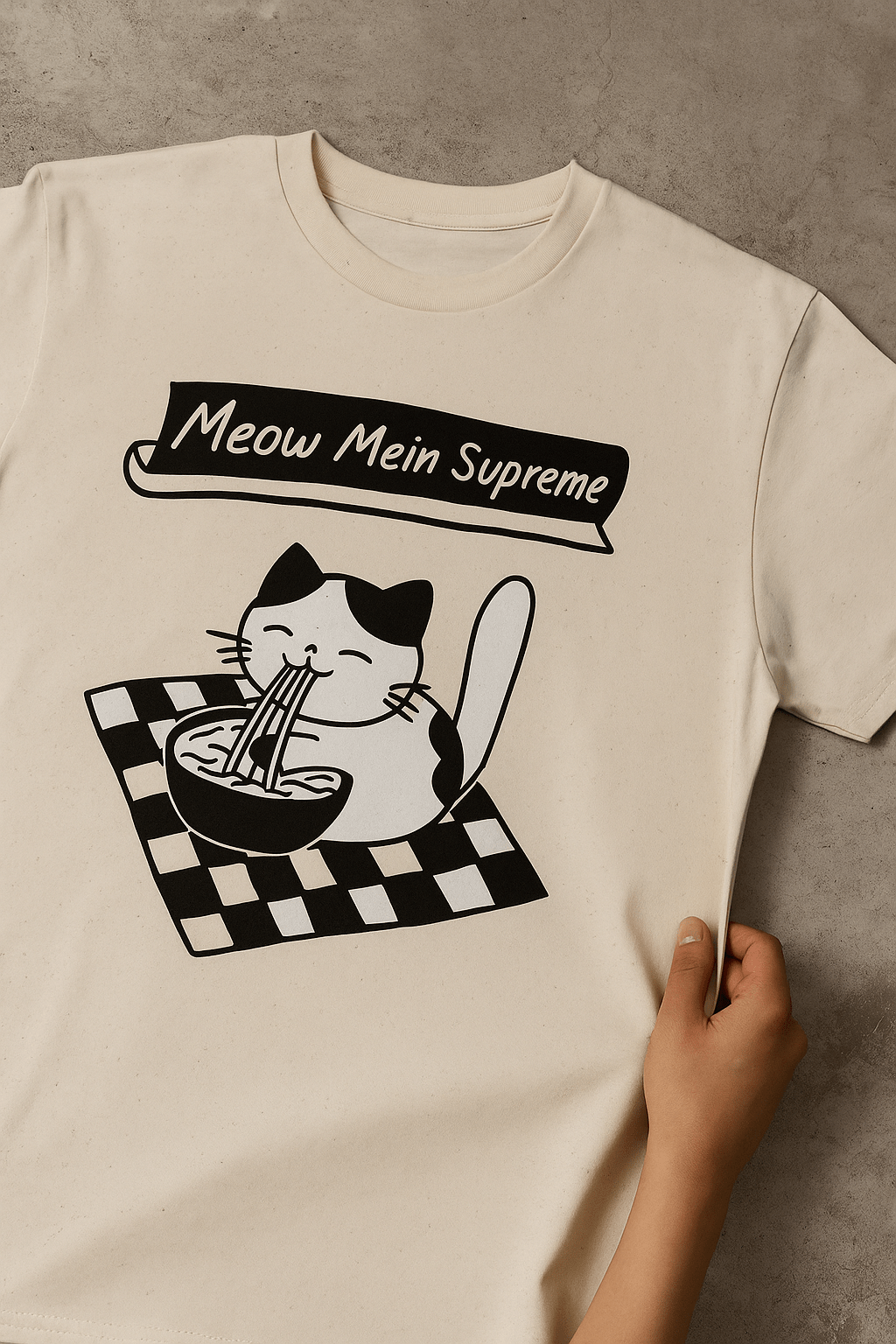Meow Mein Supreme™ Tee – Fun Japanese Noodle Cat Design - Cocolychee