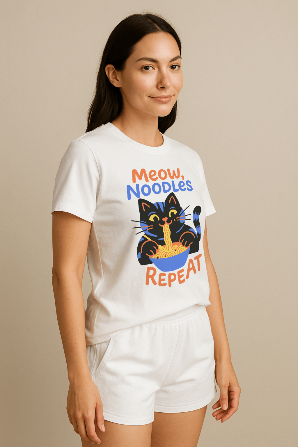 Meow, Noodles, Repeat™ Color Edition Graphic Tee - Cocolychee