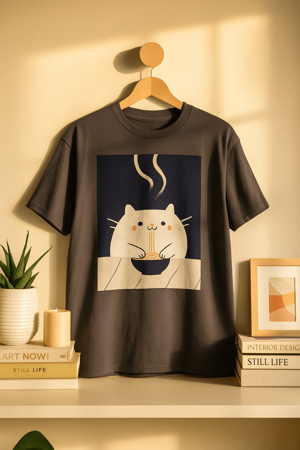 Midnight Slurp™ Tee – Night Ramen Vibes Kawaii Cat Shirt - Cocolychee