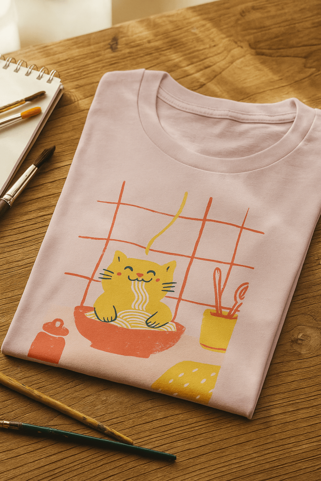 Noodle Neko™ Tee – Pastel Japanese Kawaii Aesthetic - Cocolychee