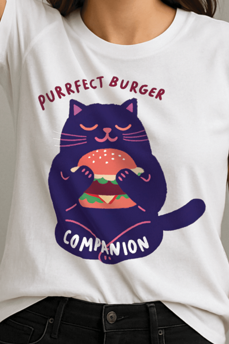 Purrfect Burger Companion™ Color Edition Graphic Tee - Cocolychee