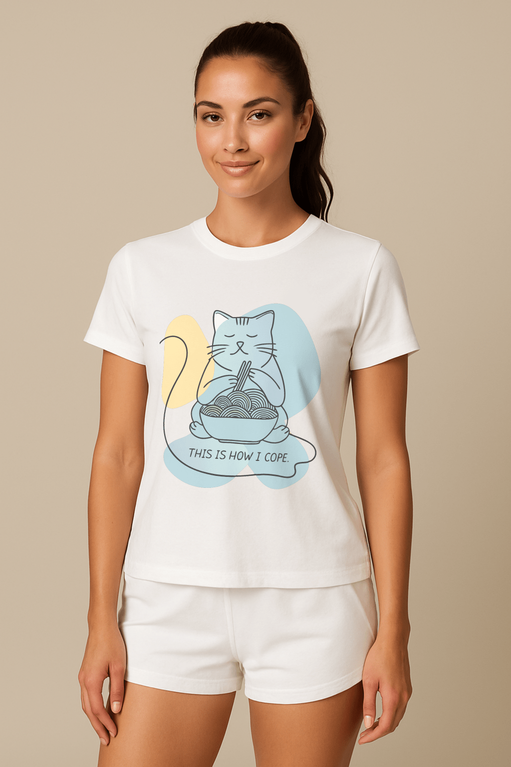 This Is How I Cope™ Cat & Noodle Graphic Tee - Cocolychee