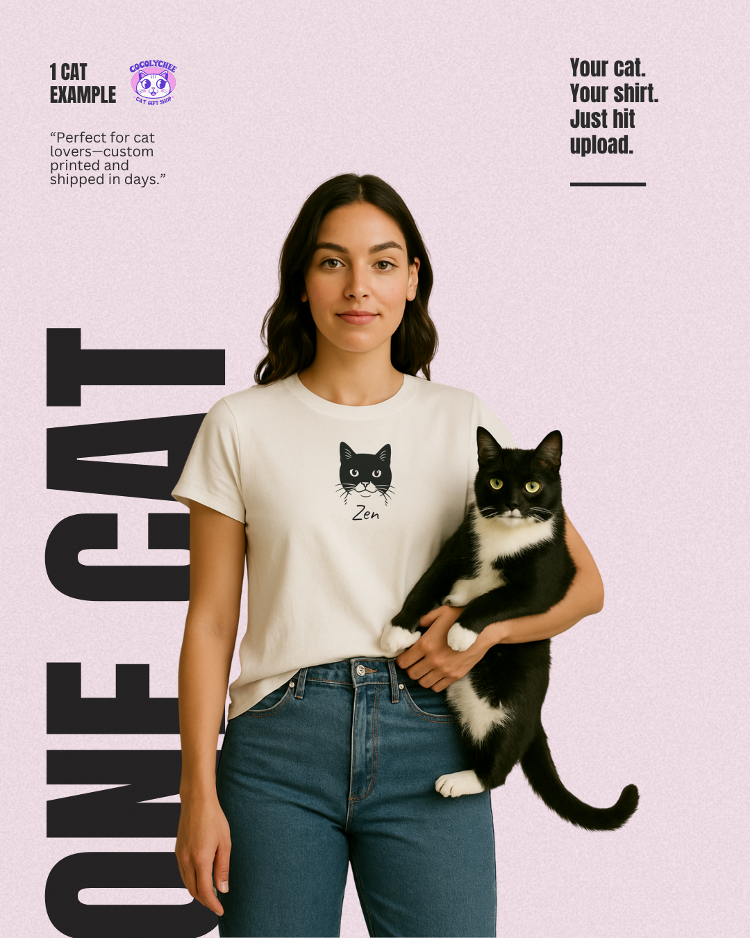 Custom Cat Line Art Tee – Your Cat, Your Style 🐾