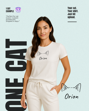 Minimal Meowgic – Custom Cat Ear Tee w/ Names