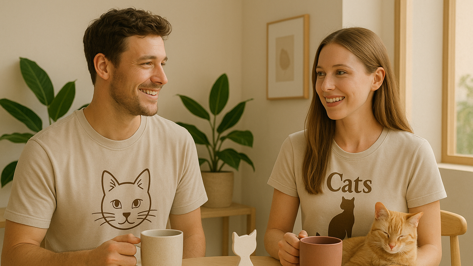 Custom embroidered cat sweatshirt mockup with two pet faces