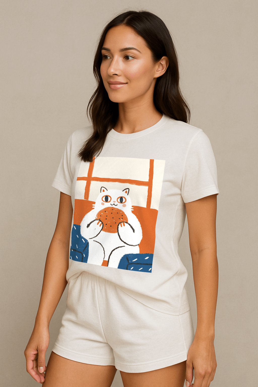 Burger Cat™ Colorblock Graphic Tee - Cocolychee