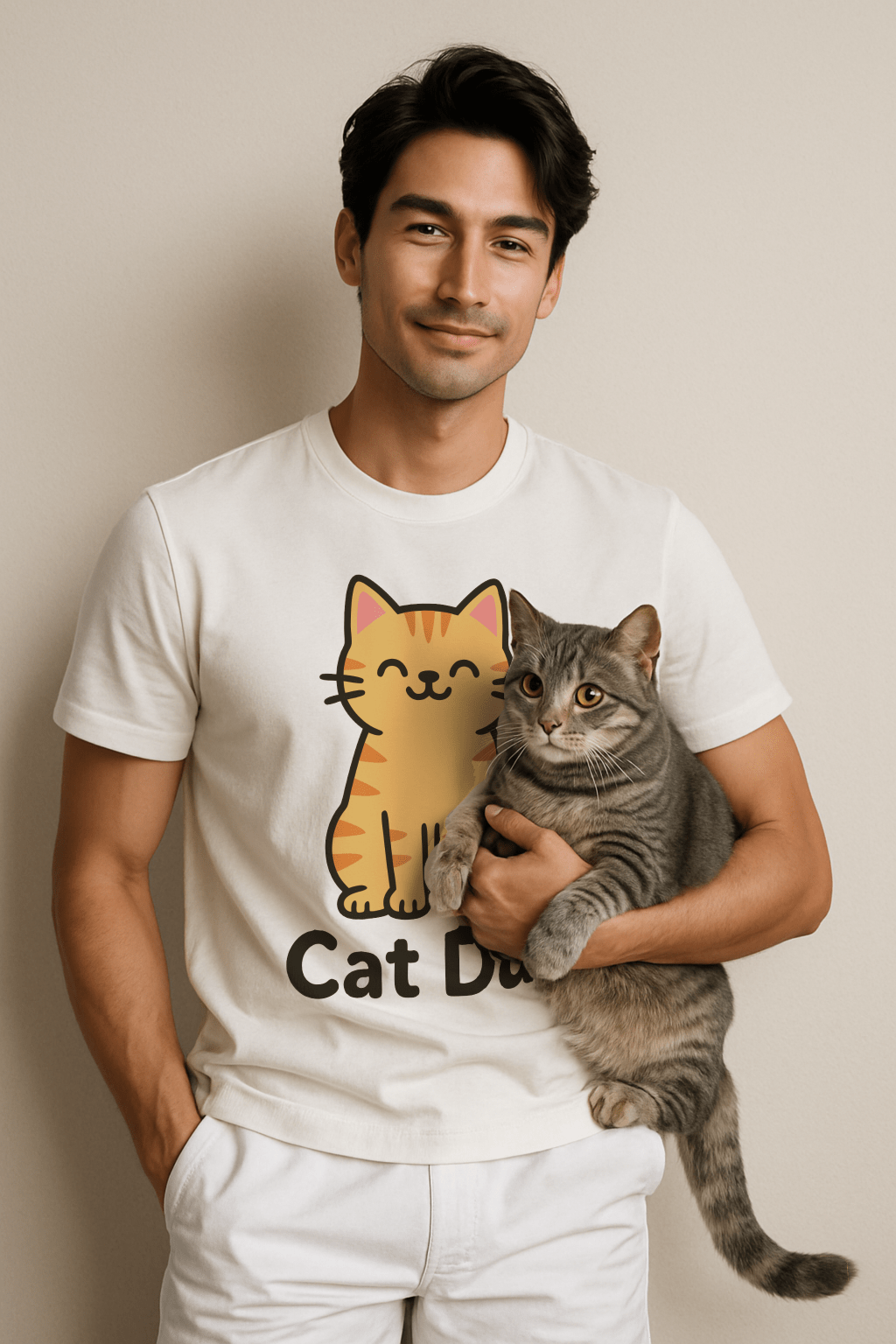 CAT DAD™ Kawaii Cat Tee – Playful Feline Dad Style - Cocolychee