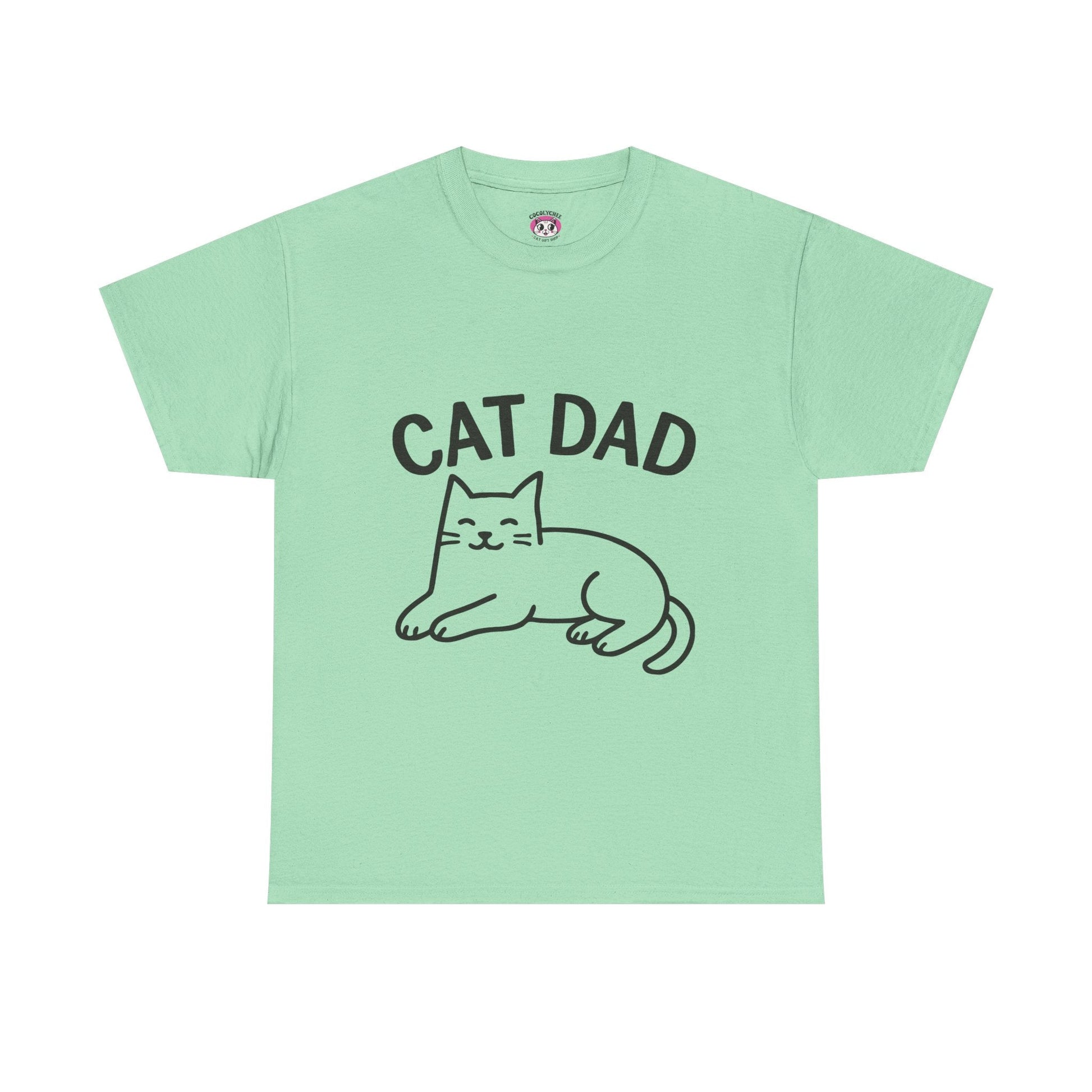 CAT DAD™ Minimal Line Art Tee – Chill Cat Energy - Cocolychee