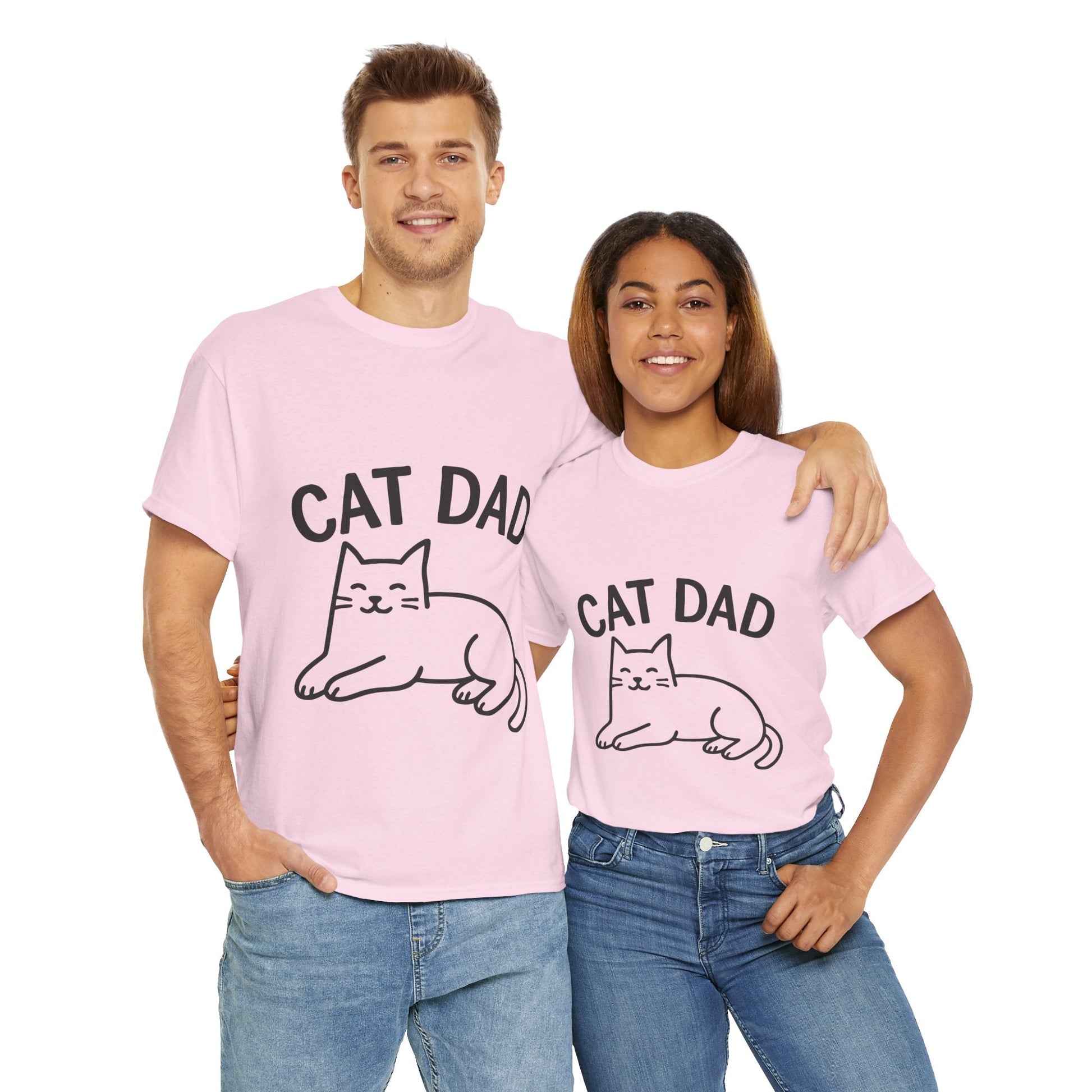 CAT DAD™ Minimal Line Art Tee – Chill Cat Energy - Cocolychee