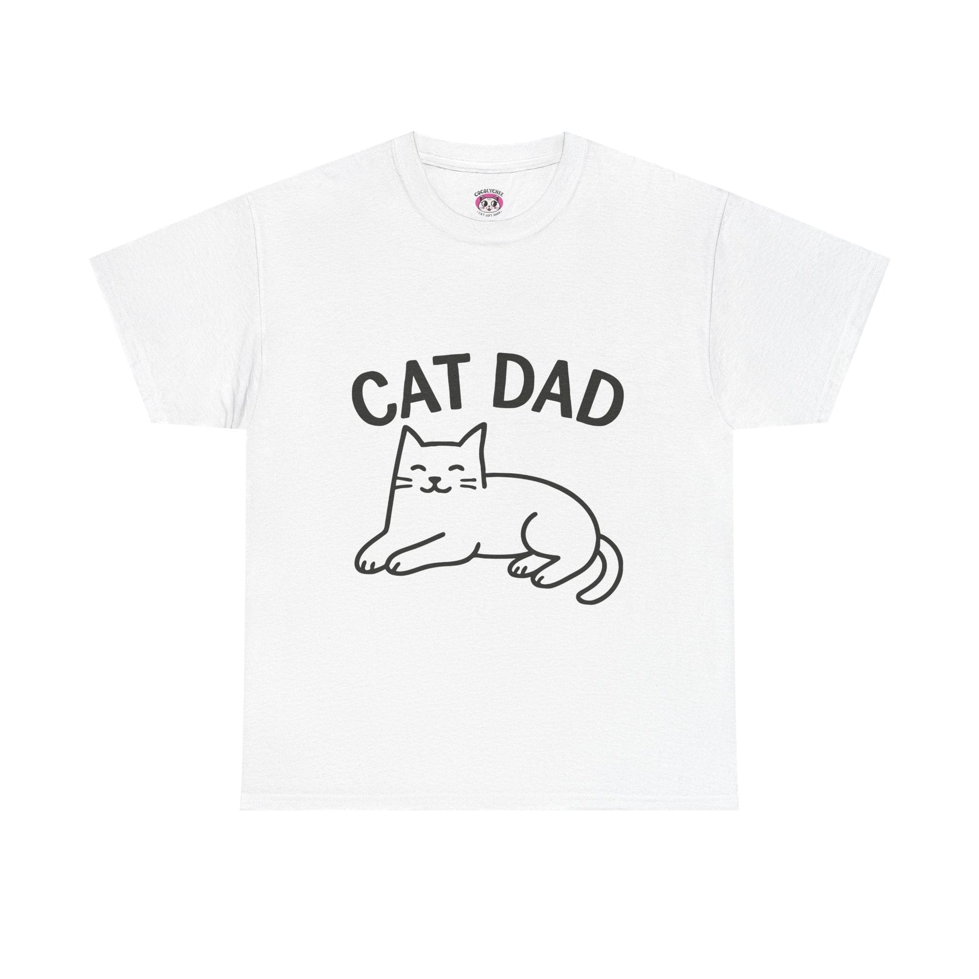 CAT DAD™ Minimal Line Art Tee – Chill Cat Energy - Cocolychee
