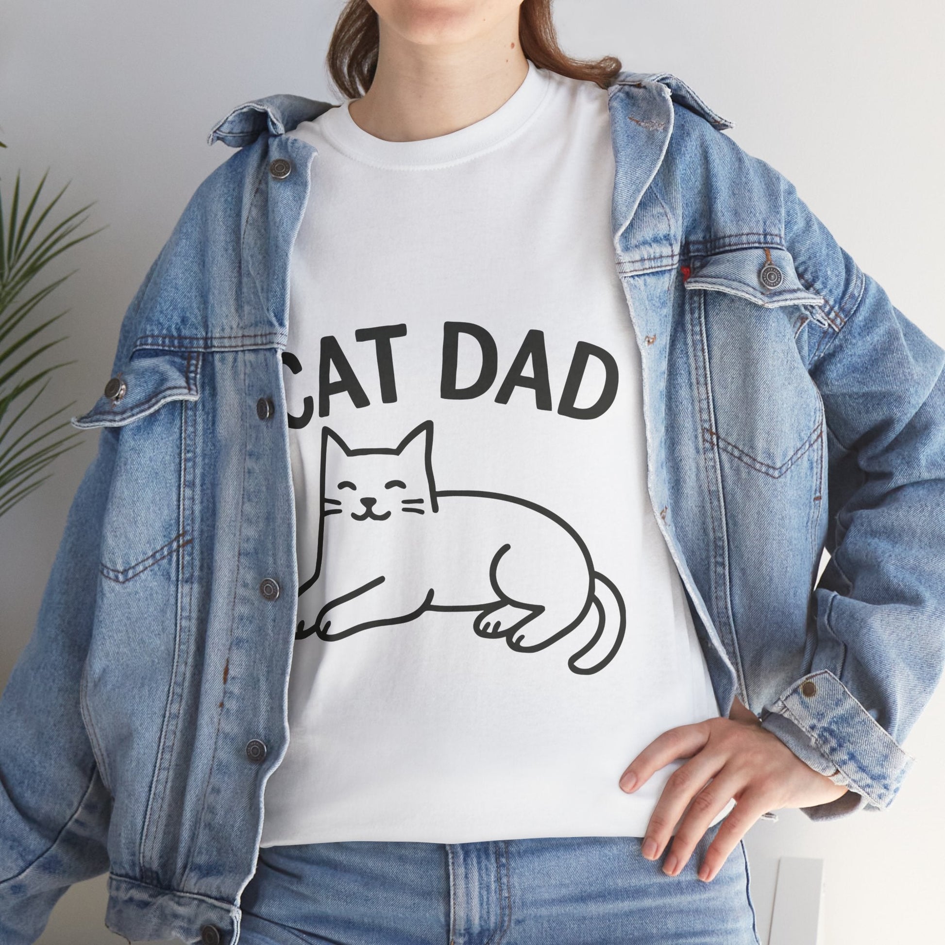 CAT DAD™ Minimal Line Art Tee – Chill Cat Energy - Cocolychee