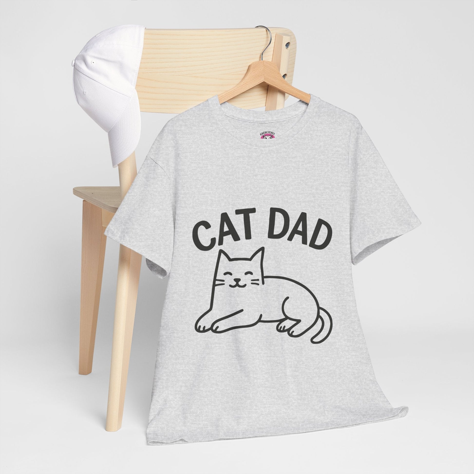 CAT DAD™ Minimal Line Art Tee – Chill Cat Energy - Cocolychee