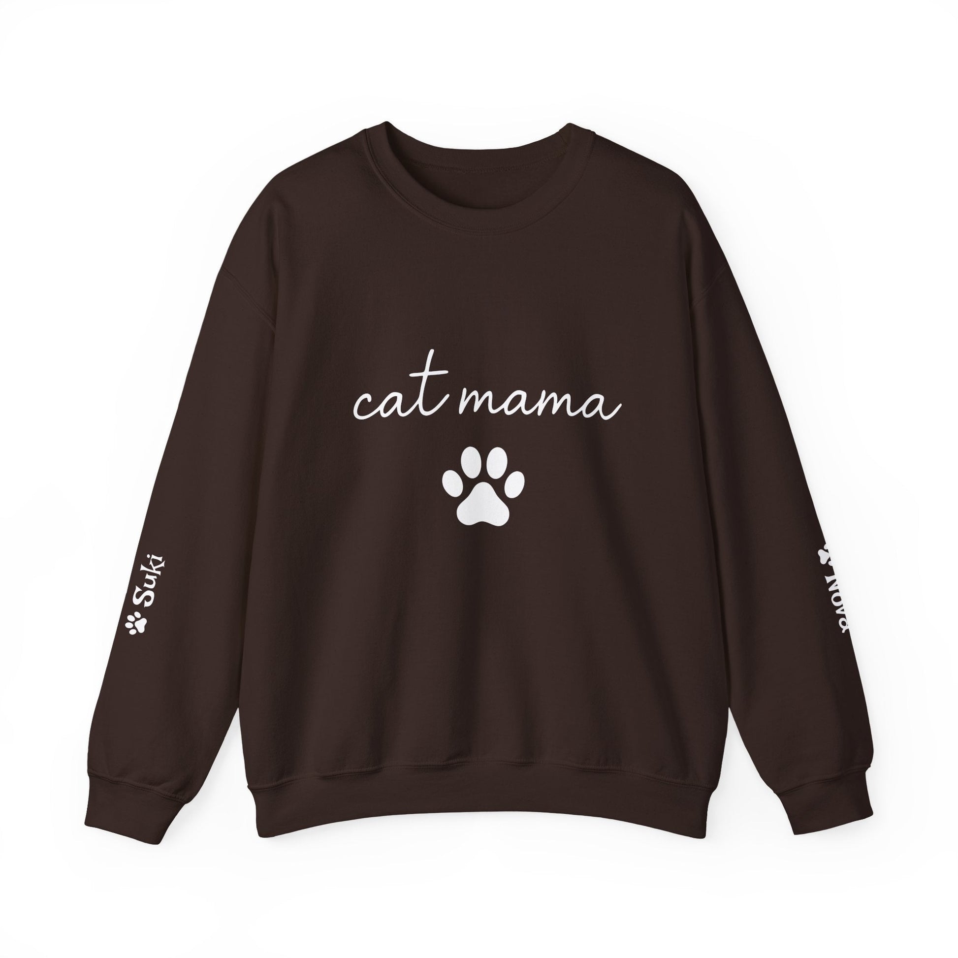 Cat Mama Personalized Sweatshirt – Custom Pet Names on Sleeves - Cocolychee