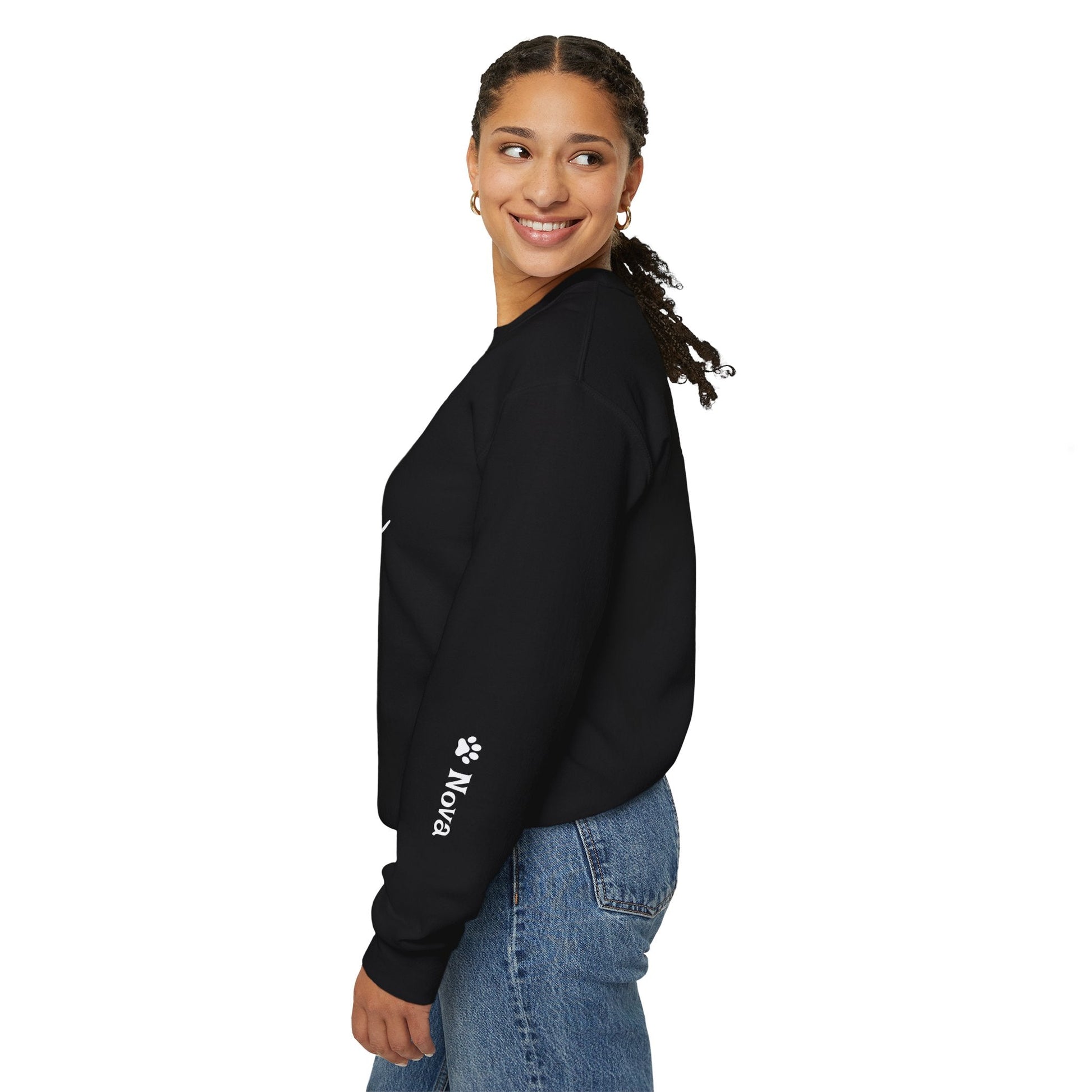 Cat Mama Personalized Sweatshirt – Custom Pet Names on Sleeves - Cocolychee