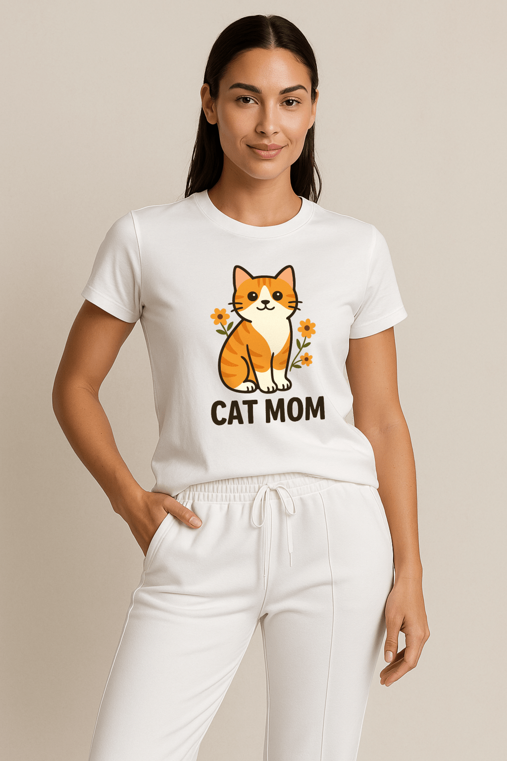 CAT MOM™ Floral Tabby Tee – Purrfect for Proud Cat Mamas - Cocolychee