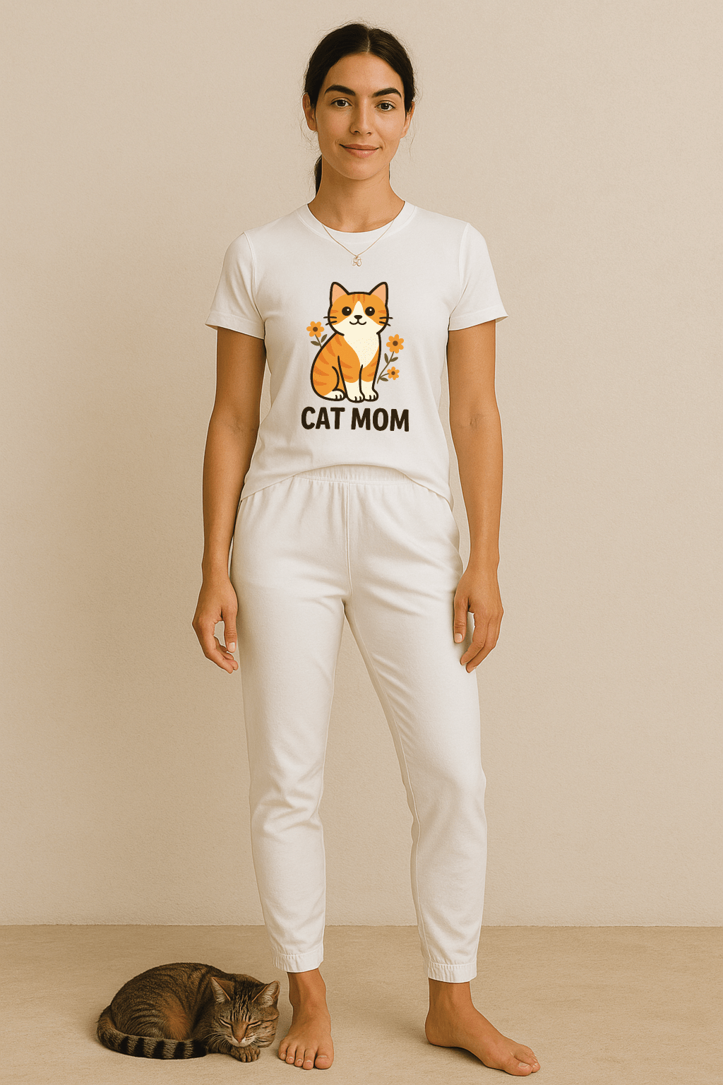 CAT MOM™ Floral Tabby Tee – Purrfect for Proud Cat Mamas - Cocolychee