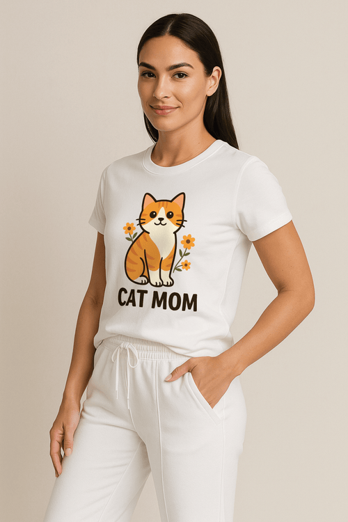 CAT MOM™ Floral Tabby Tee – Purrfect for Proud Cat Mamas - Cocolychee