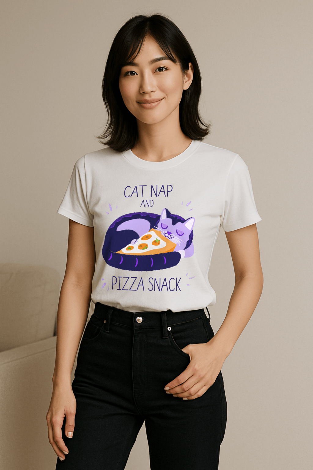 Cat Nap & Pizza Snack™ Pastel Edition Graphic Tee - Cocolychee