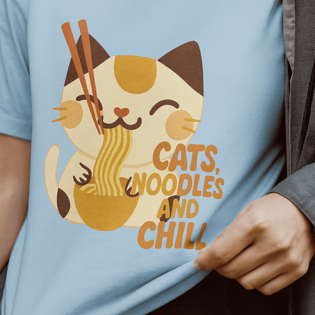 Cat Noodle and Chill™ Tee – Vintage Kawaii Cat Style - Cocolychee
