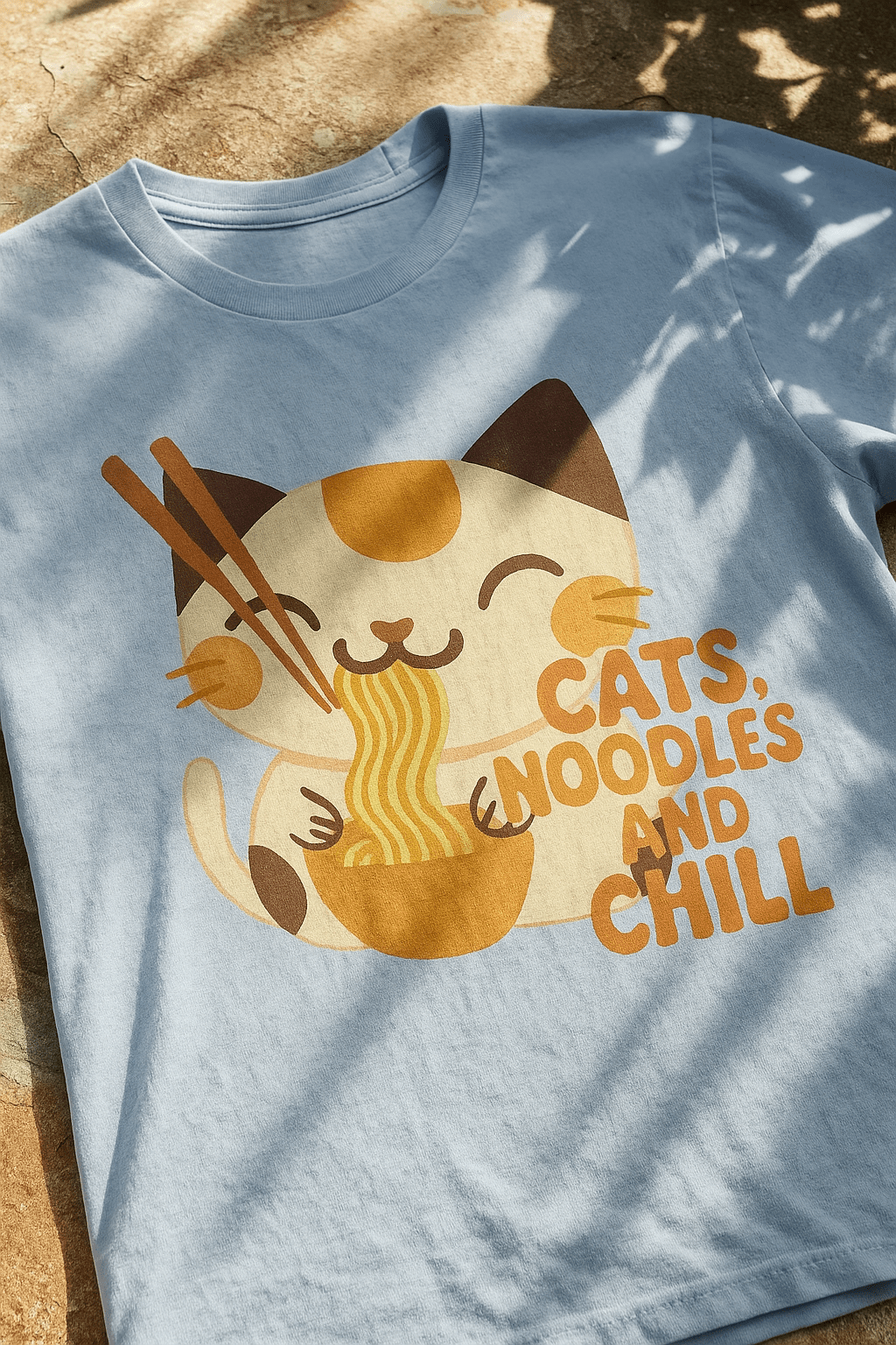 Cat Noodle and Chill™ Tee – Vintage Kawaii Cat Style - Cocolychee