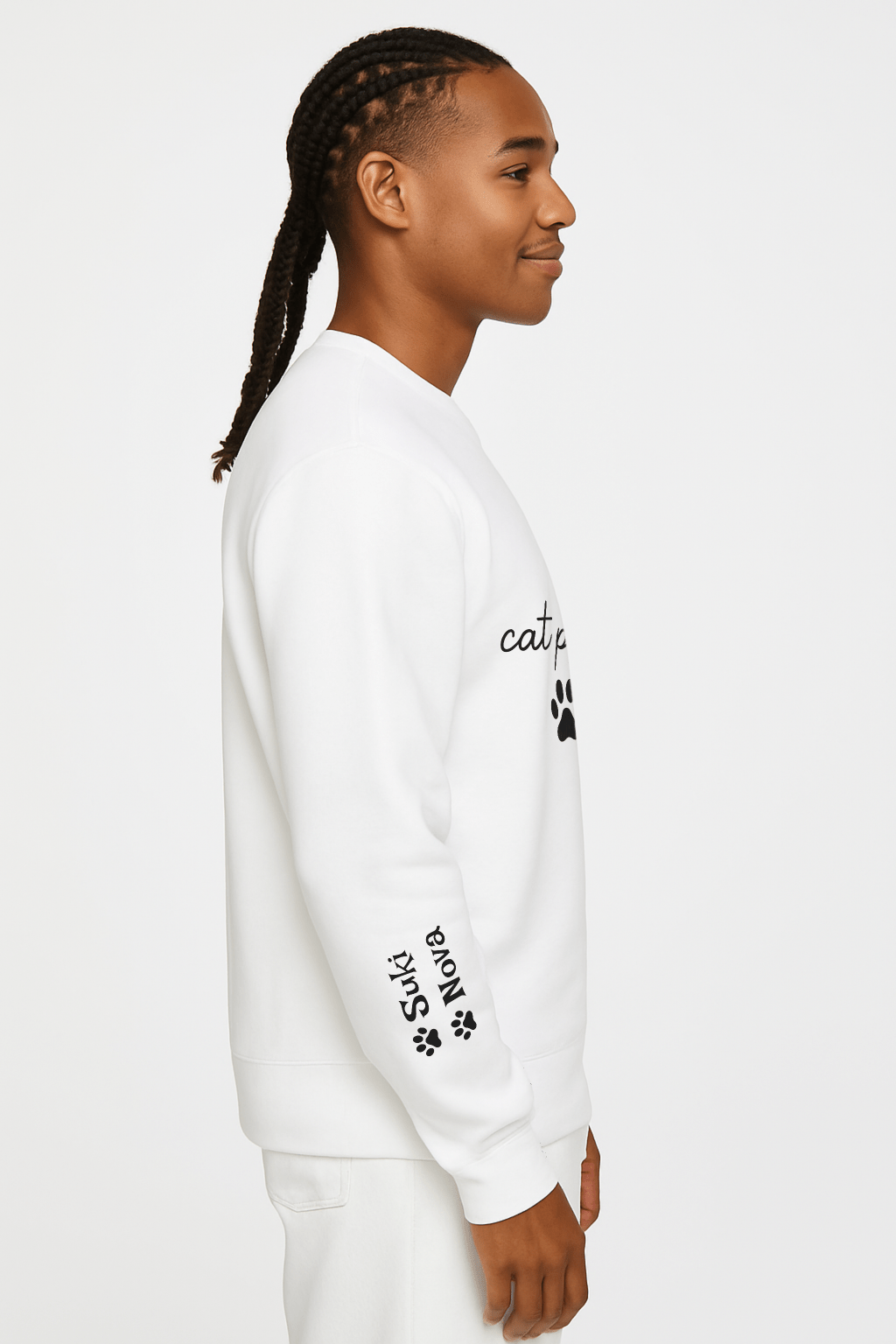 Cat Papa Personalized Sweatshirt – Custom Pet Names on Sleeves - Cocolychee