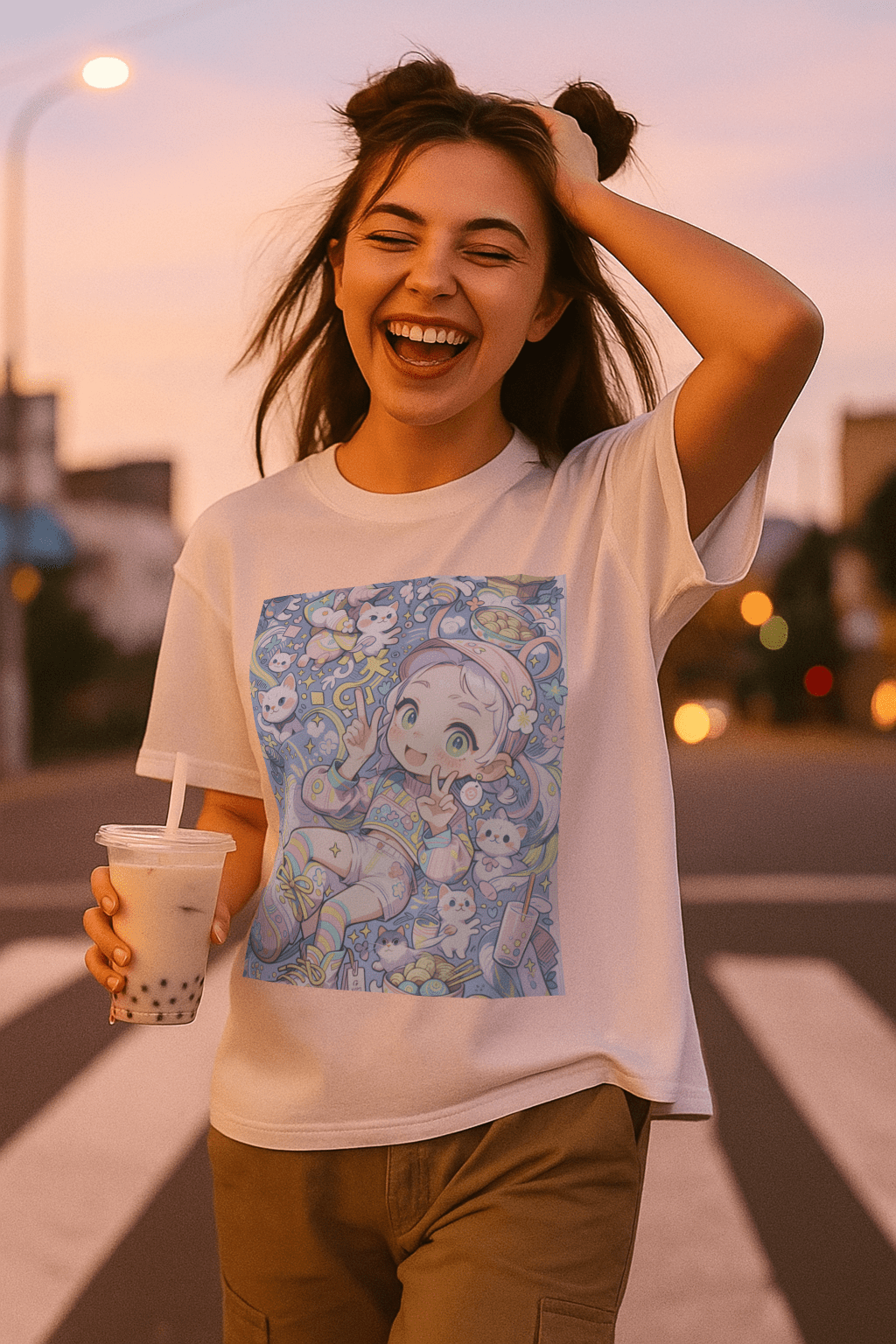 Cats, Noodles & Chill™ Tee – Kawaii Ramen Cat Design - Cocolychee