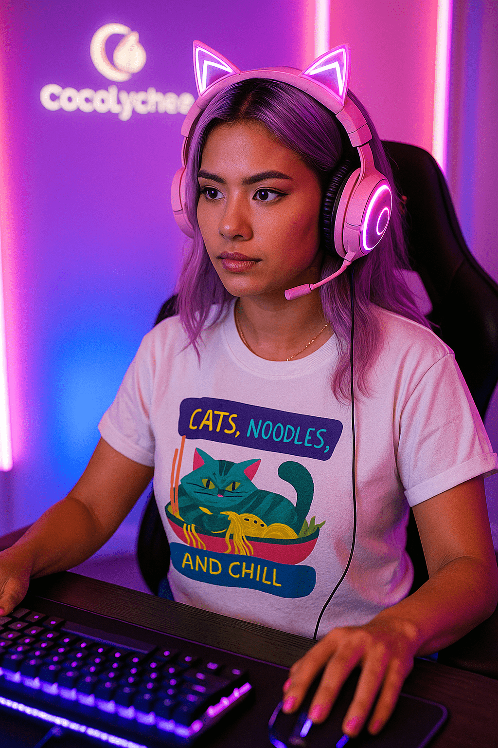 Cats, Noodles & Chill™ Tee – Kawaii Ramen Cat Design - Cocolychee