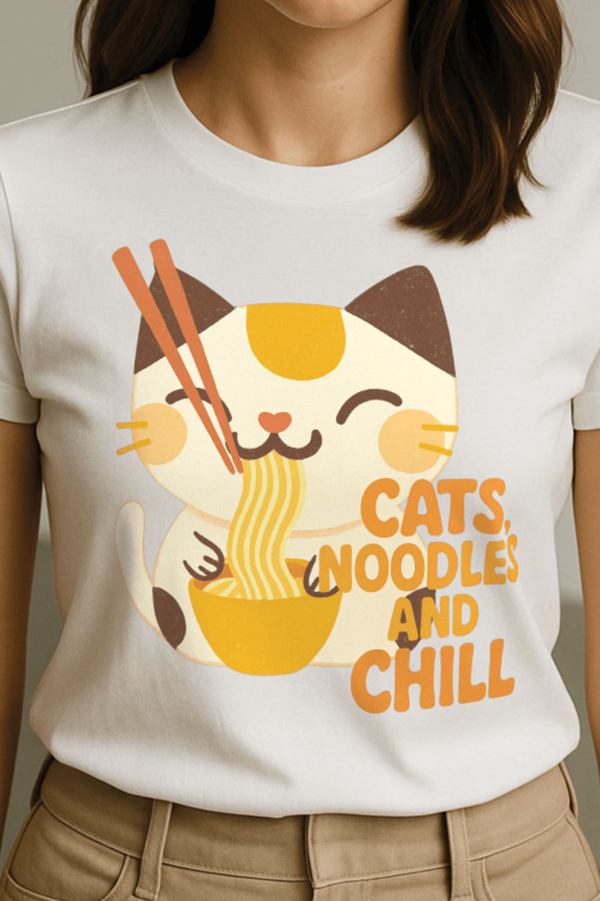 Cats, Noodles & Chill™ Vintage Color Edition Graphic Tee - Cocolychee