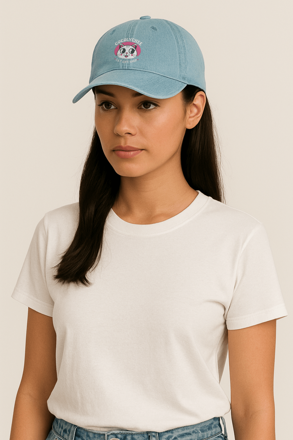 Cocolychee Cat Gift Shop™ Embroidered Dad Denim Hat – Limited Edition - Cocolychee
