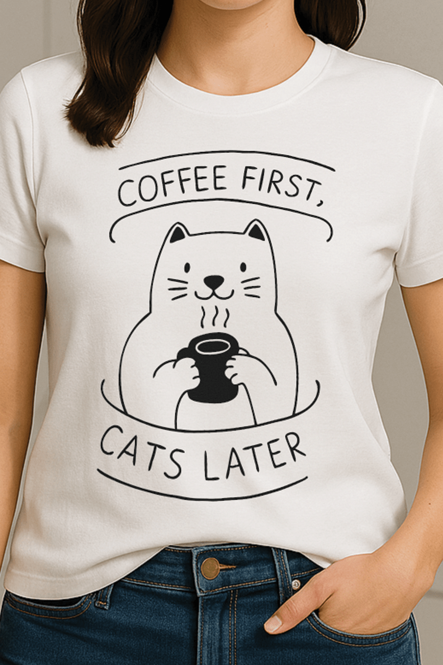 Coffee First, Cats Later™ Simplified Line - Art Graphic Tee - Cocolychee