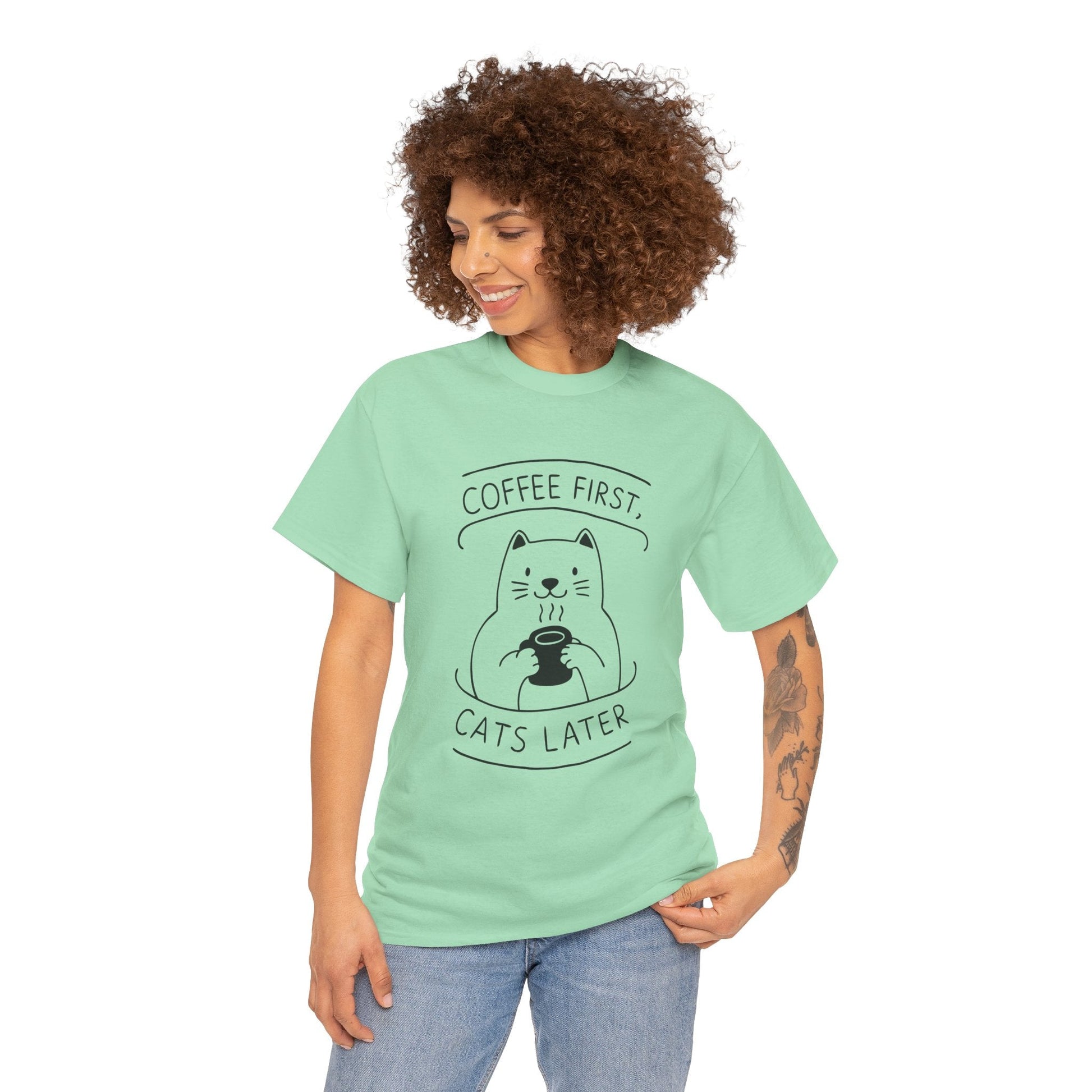 Coffee First, Cats Later™ Simplified Line - Art Graphic Tee - Cocolychee