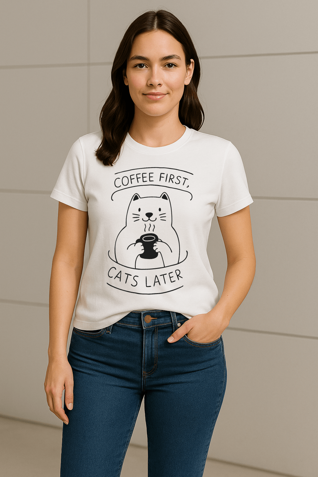 Coffee First, Cats Later™ Simplified Line - Art Graphic Tee - Cocolychee