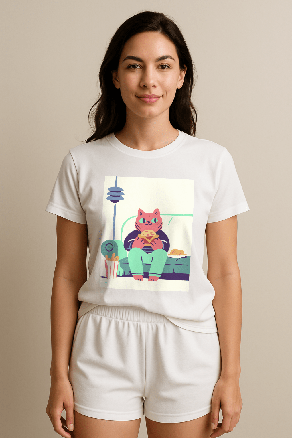 Couchside Burger Cat™ Color Edition Graphic Tee - Cocolychee