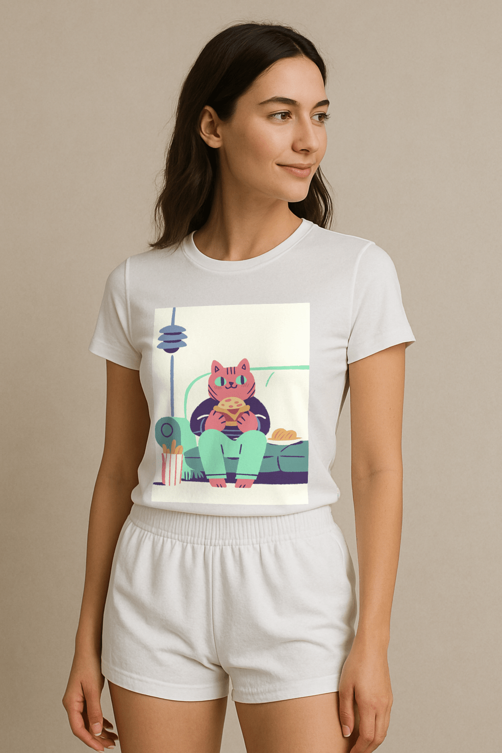 Couchside Burger Cat™ Color Edition Graphic Tee - Cocolychee