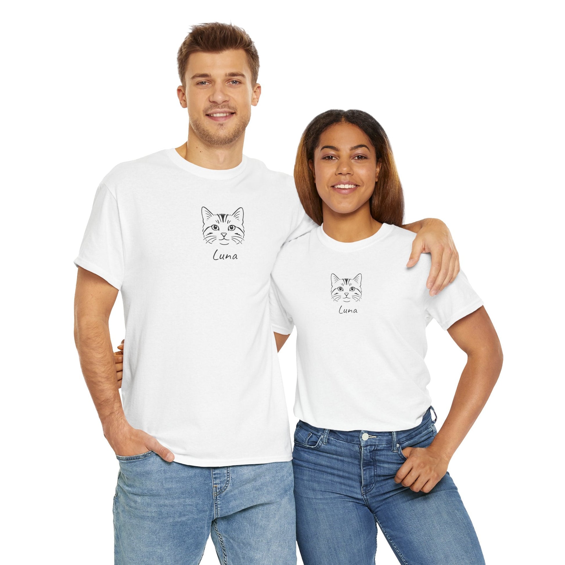 Custom Cat Line Art Tee – Your Cat, Your Style 🐾 - Cocolychee