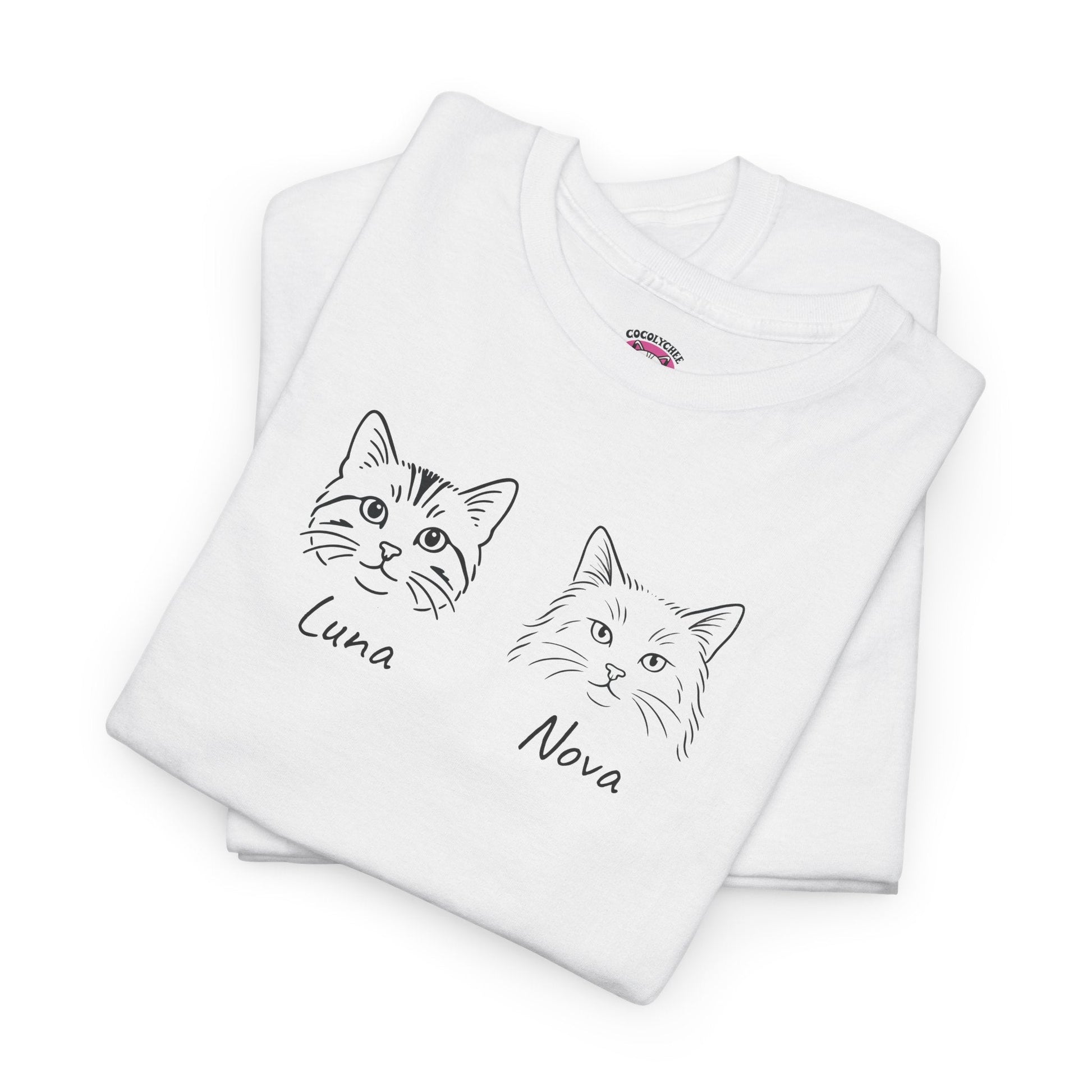 Custom Cat Line Art Tee – Your Cat, Your Style 🐾 - Cocolychee