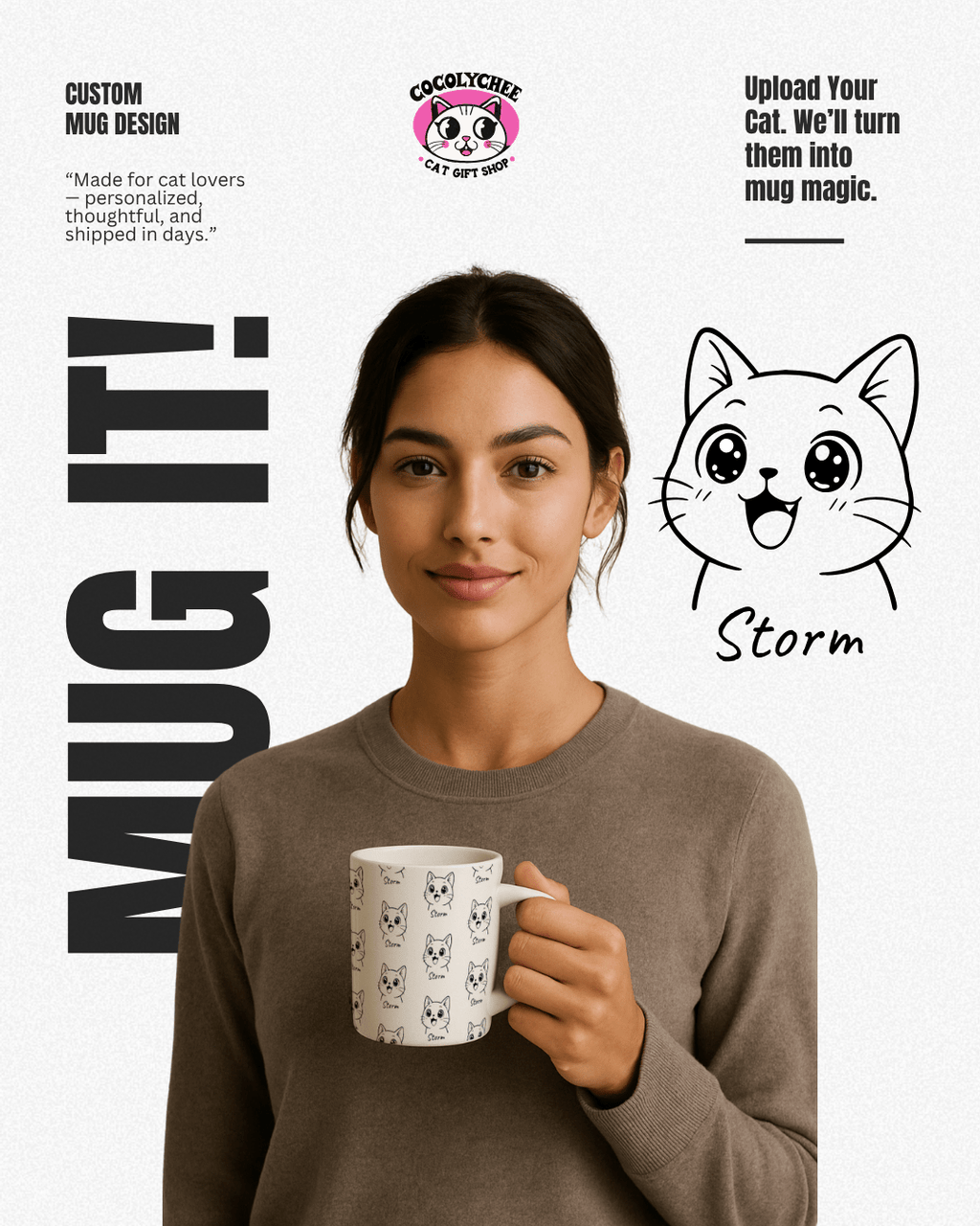Custom Cat Mug – Personalize with Your Pet's Face & Name - Cocolychee