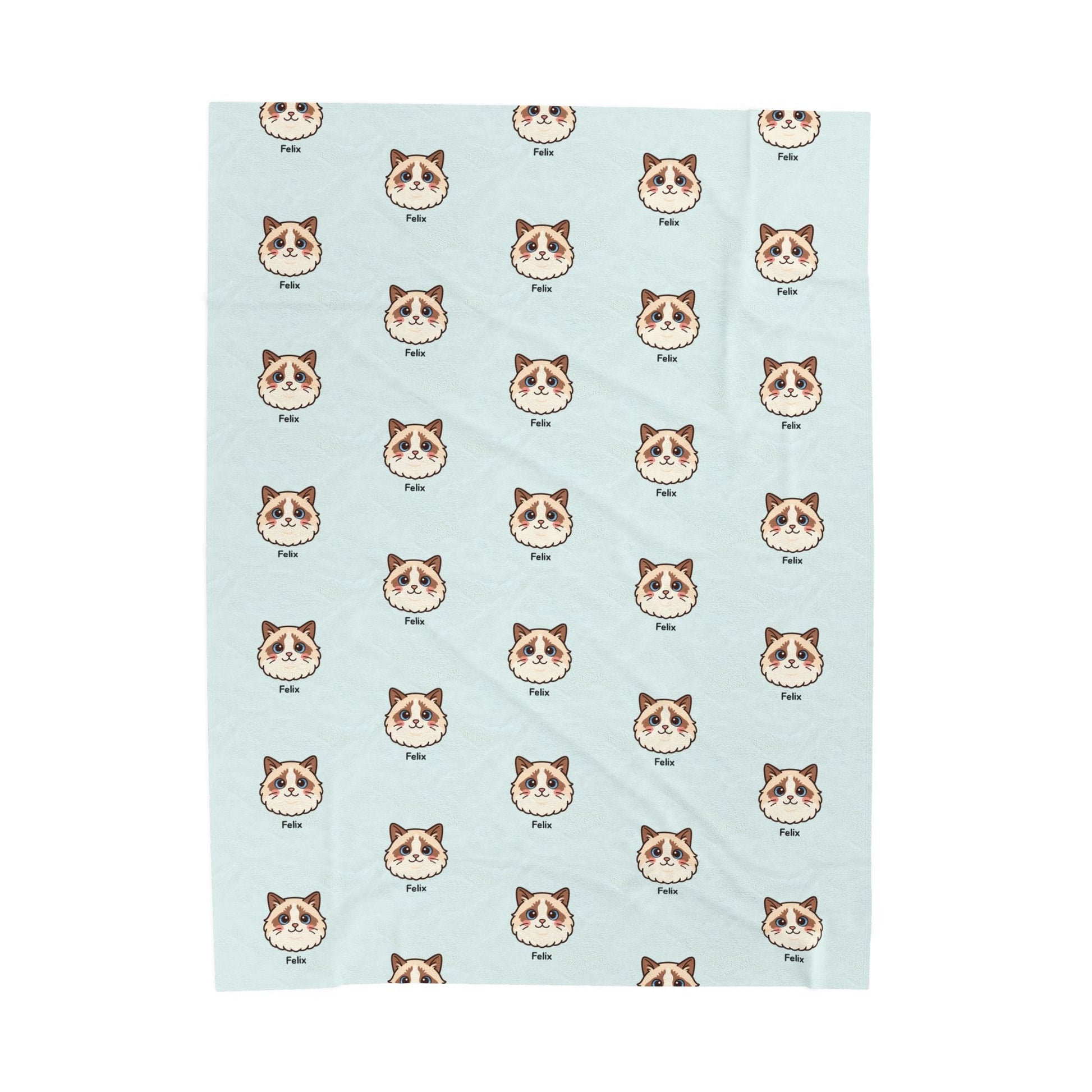 Custom Pet Face Blanket – Kawaii Velveteen Throw with Name - Cocolychee