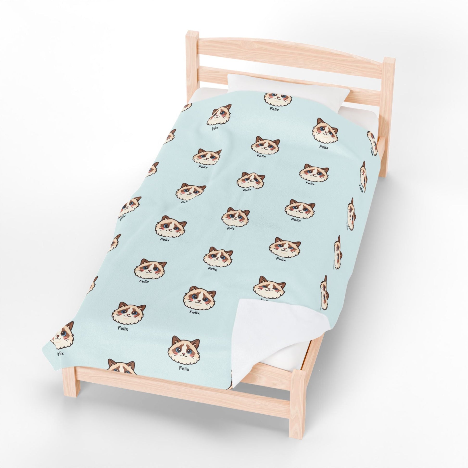 Custom Pet Face Blanket – Kawaii Velveteen Throw with Name - Cocolychee