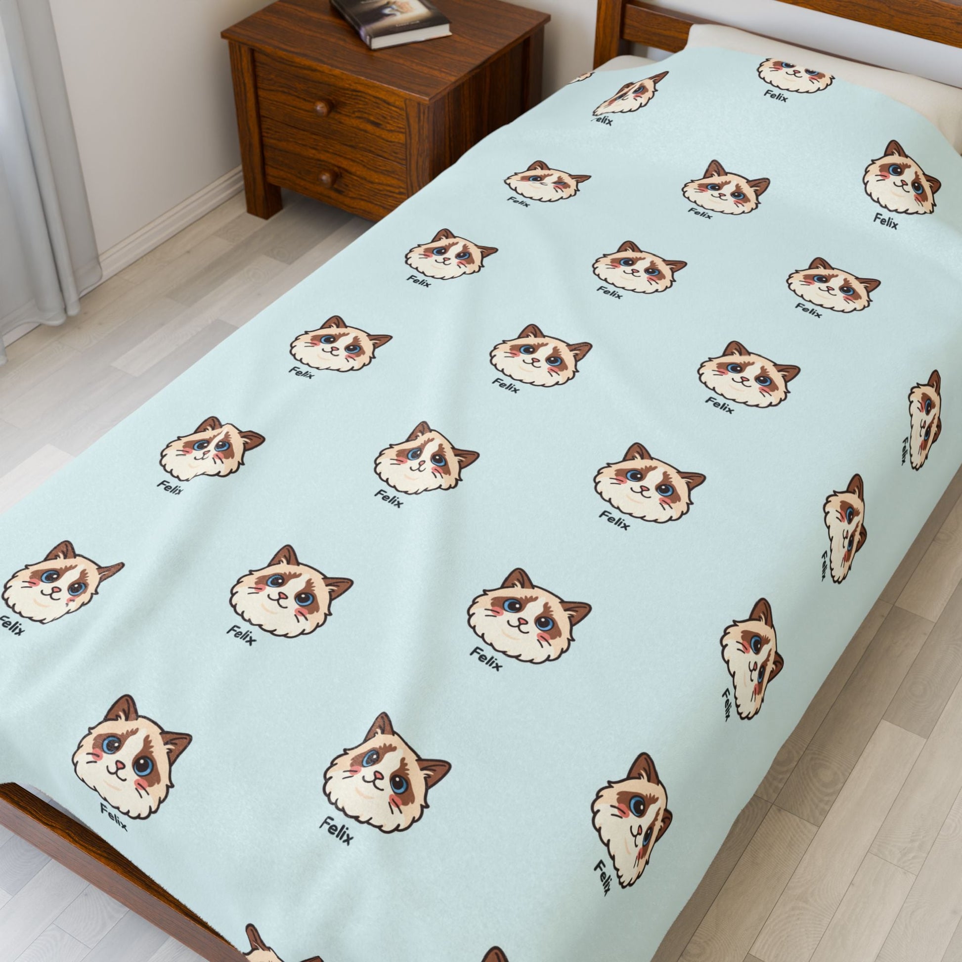Custom Pet Face Blanket – Kawaii Velveteen Throw with Name - Cocolychee