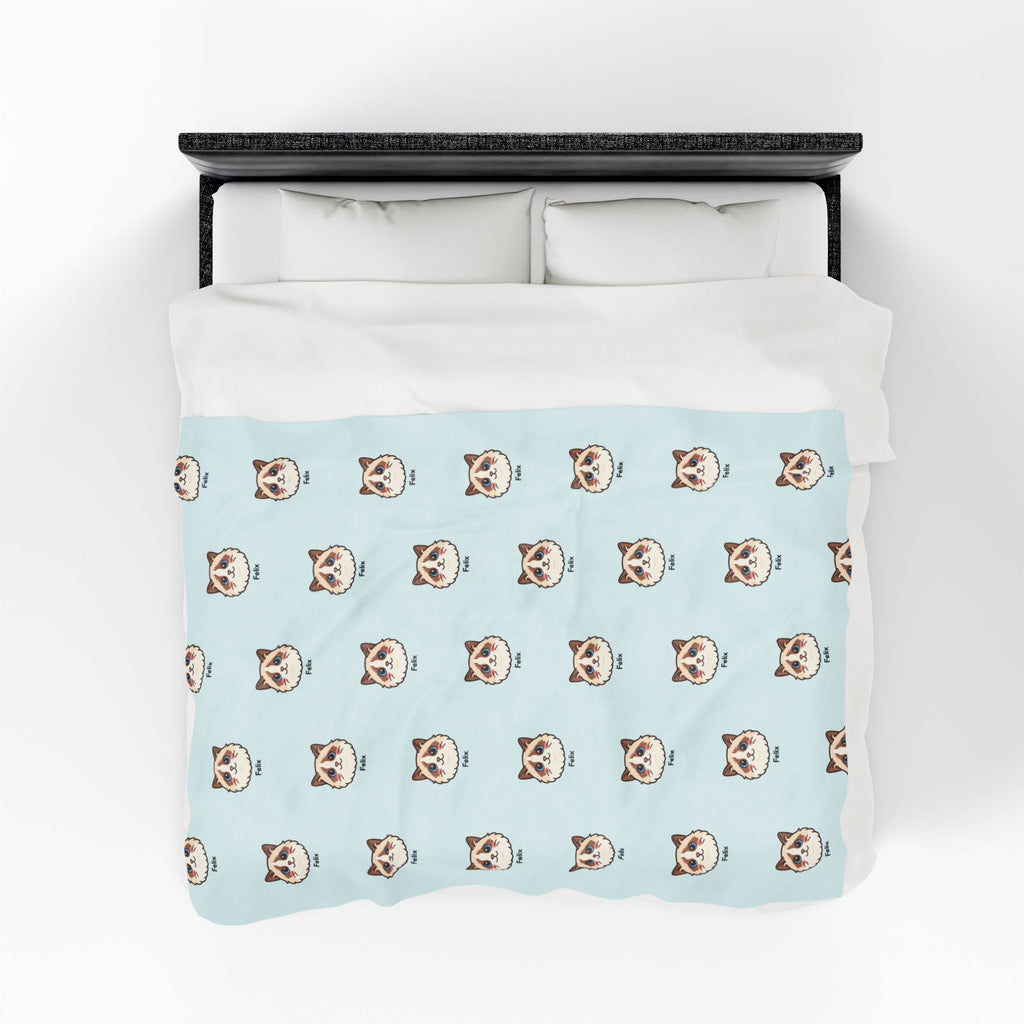 Custom Pet Face Blanket – Kawaii Velveteen Throw with Name - Cocolychee