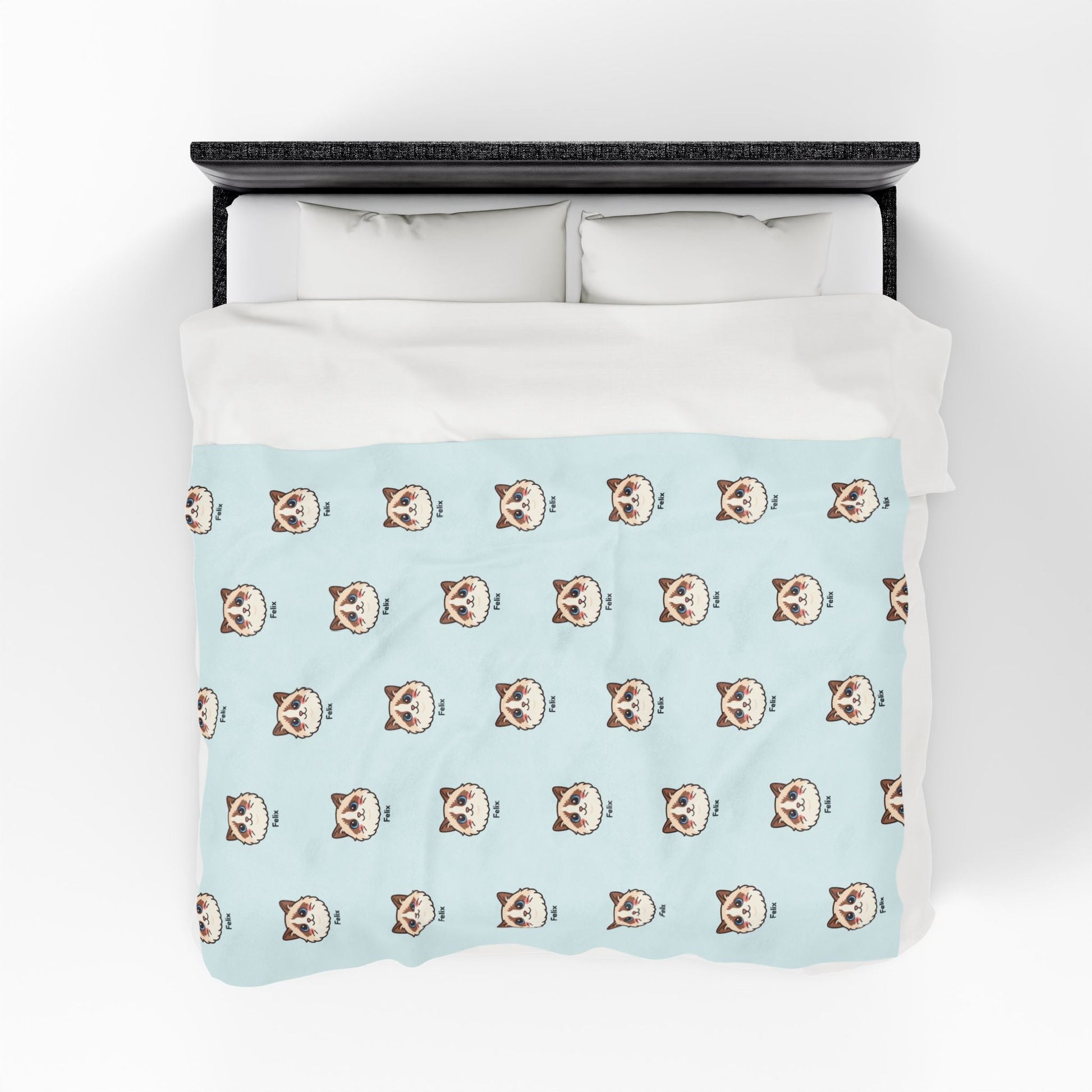 Custom Pet Face Blanket – Kawaii Velveteen Throw with Name - Cocolychee