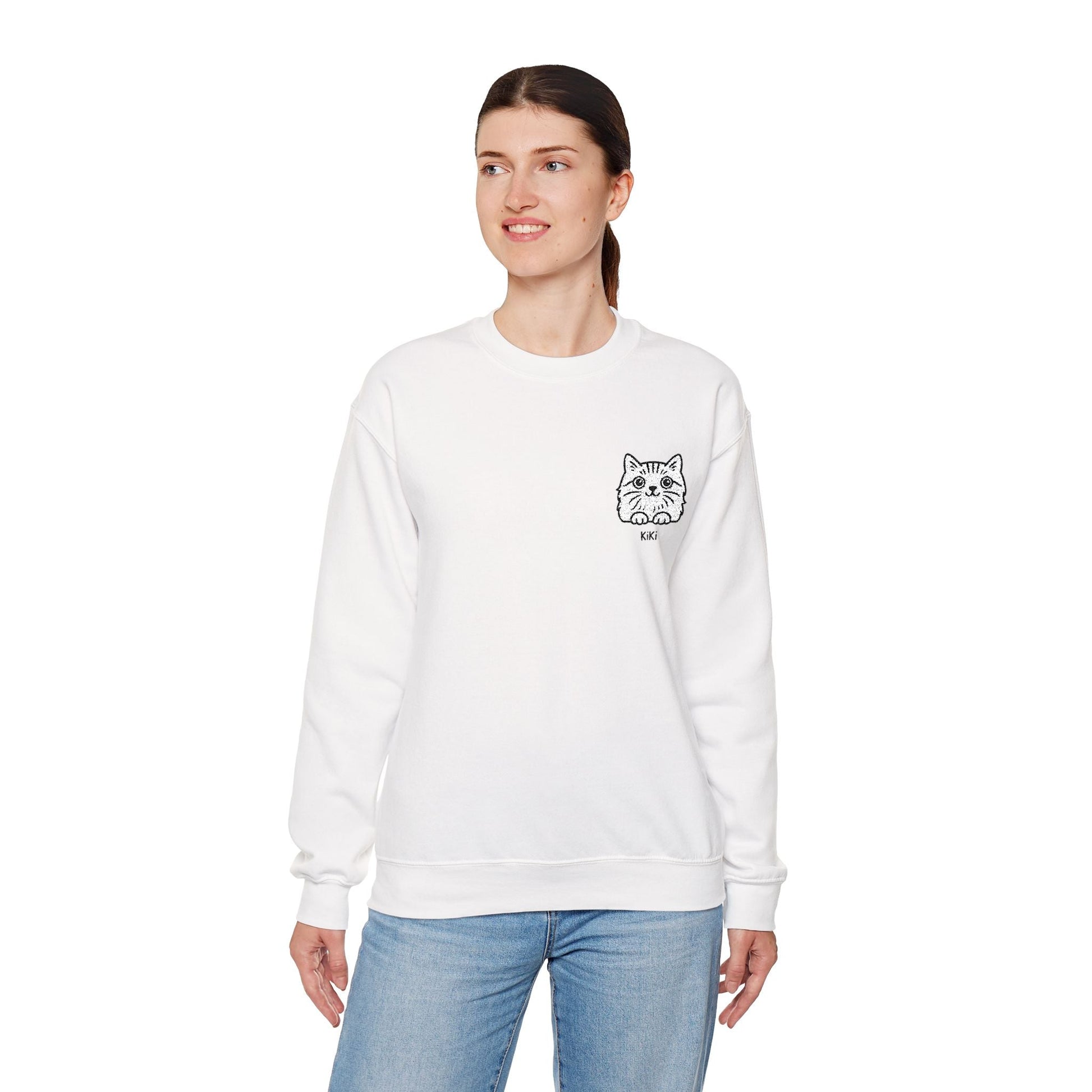 Embroidered Cat Portrait Sweatshirt – Custom Line Art Style 🐾 - Cocolychee