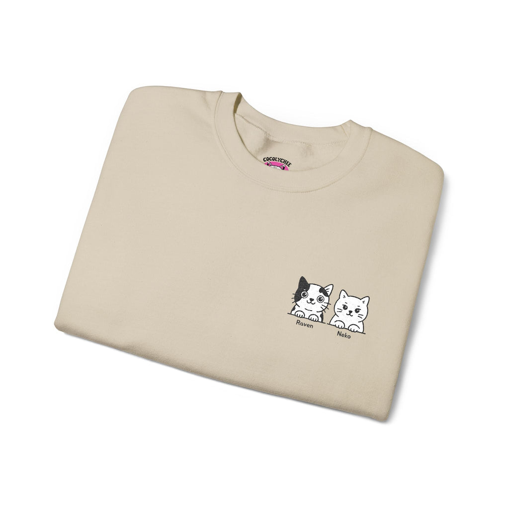 Embroidered Cat Portrait Sweatshirt – Custom Line Art Style 🐾 - Cocolychee