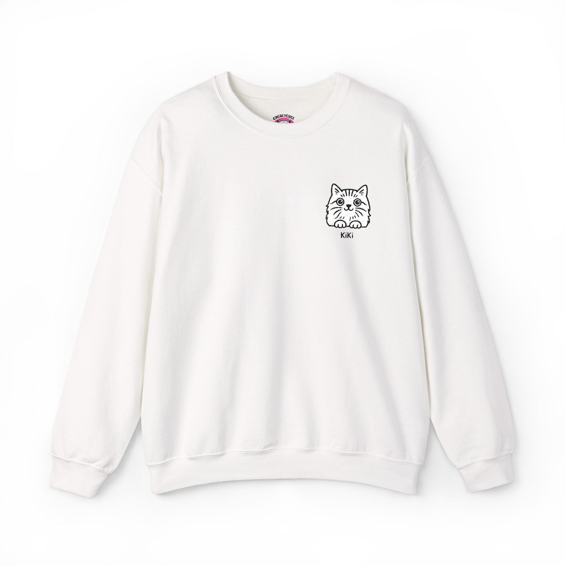 Embroidered Cat Portrait Sweatshirt – Custom Line Art Style 🐾 - Cocolychee