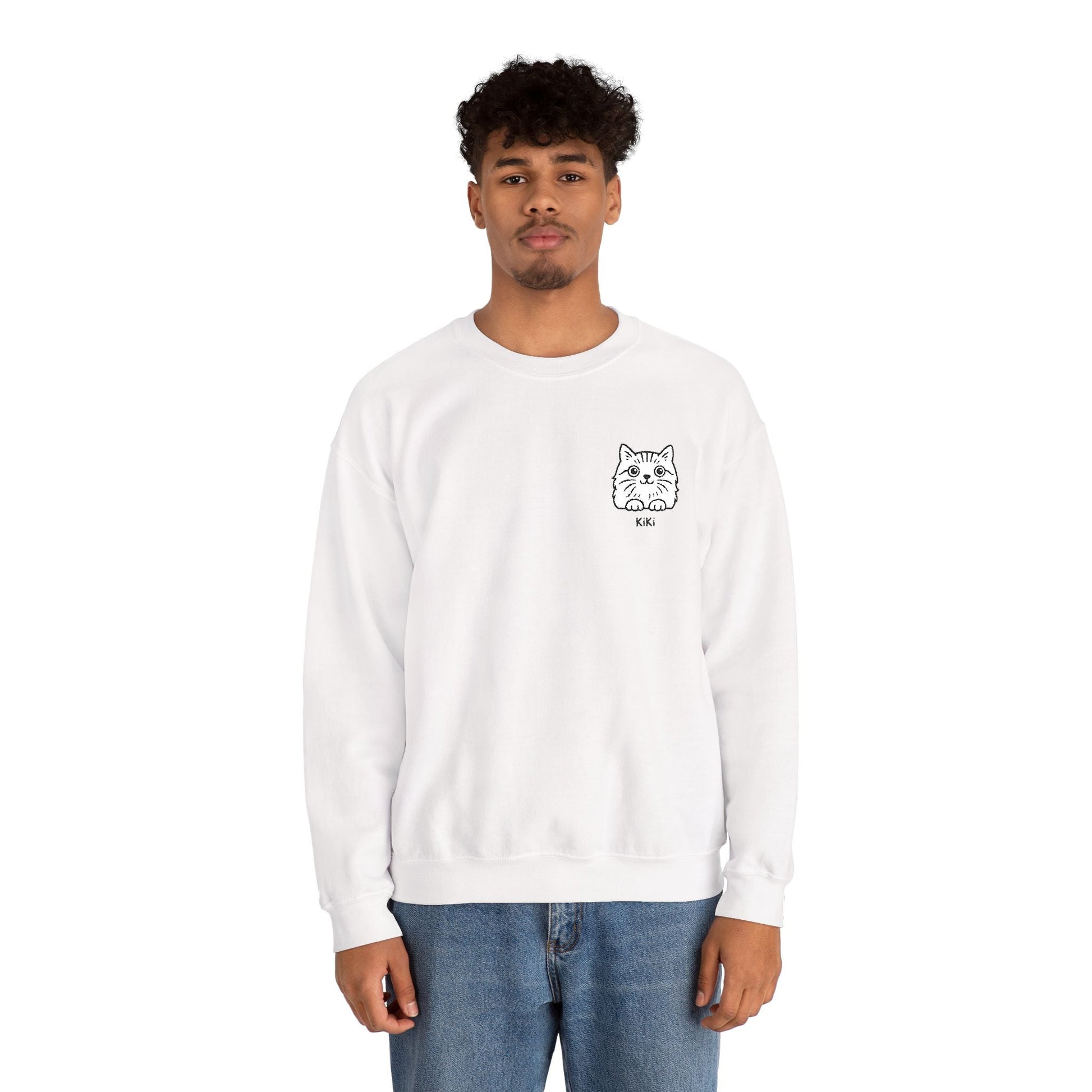 Embroidered Cat Portrait Sweatshirt – Custom Line Art Style 🐾 - Cocolychee