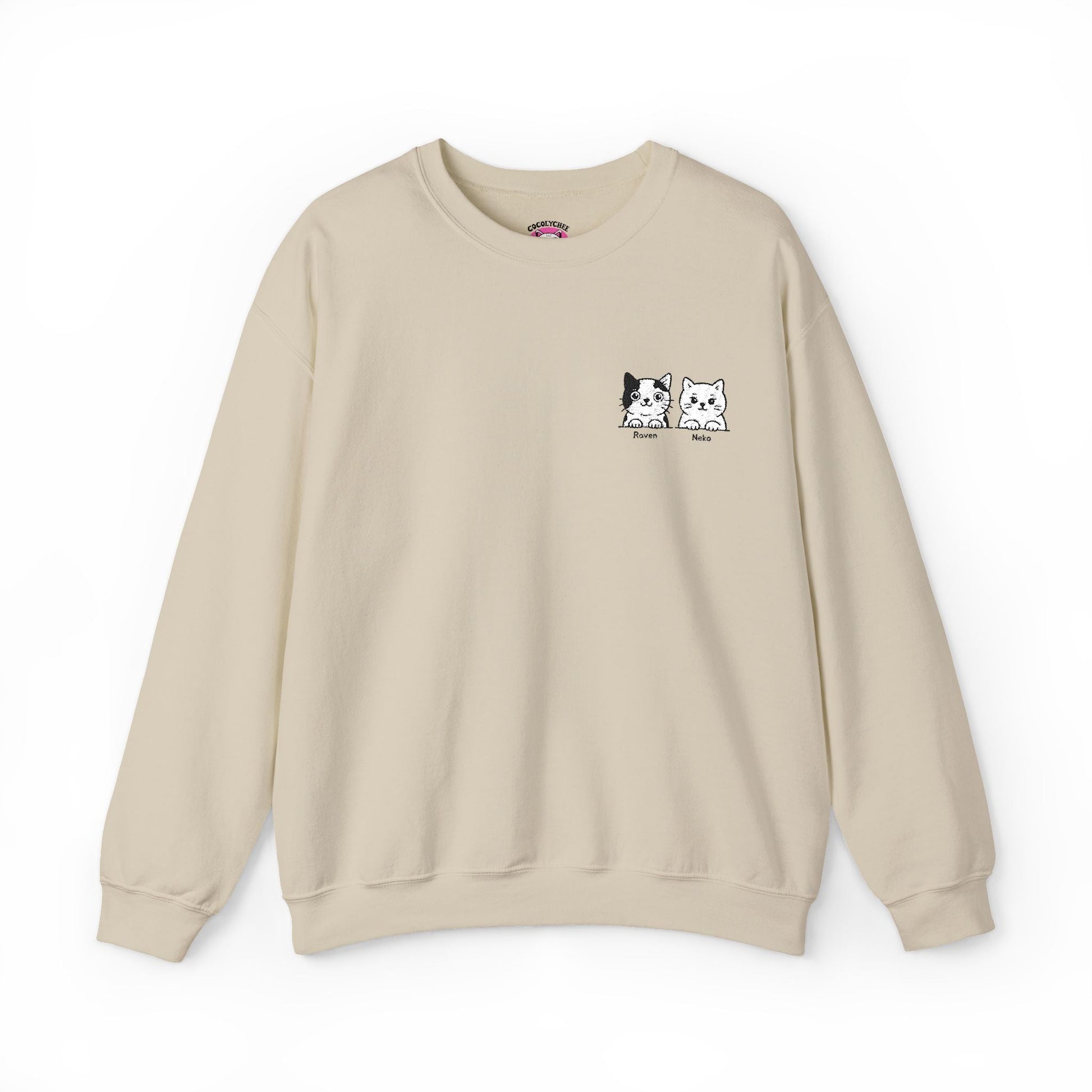 Embroidered Cat Portrait Sweatshirt – Custom Line Art Style 🐾 - Cocolychee