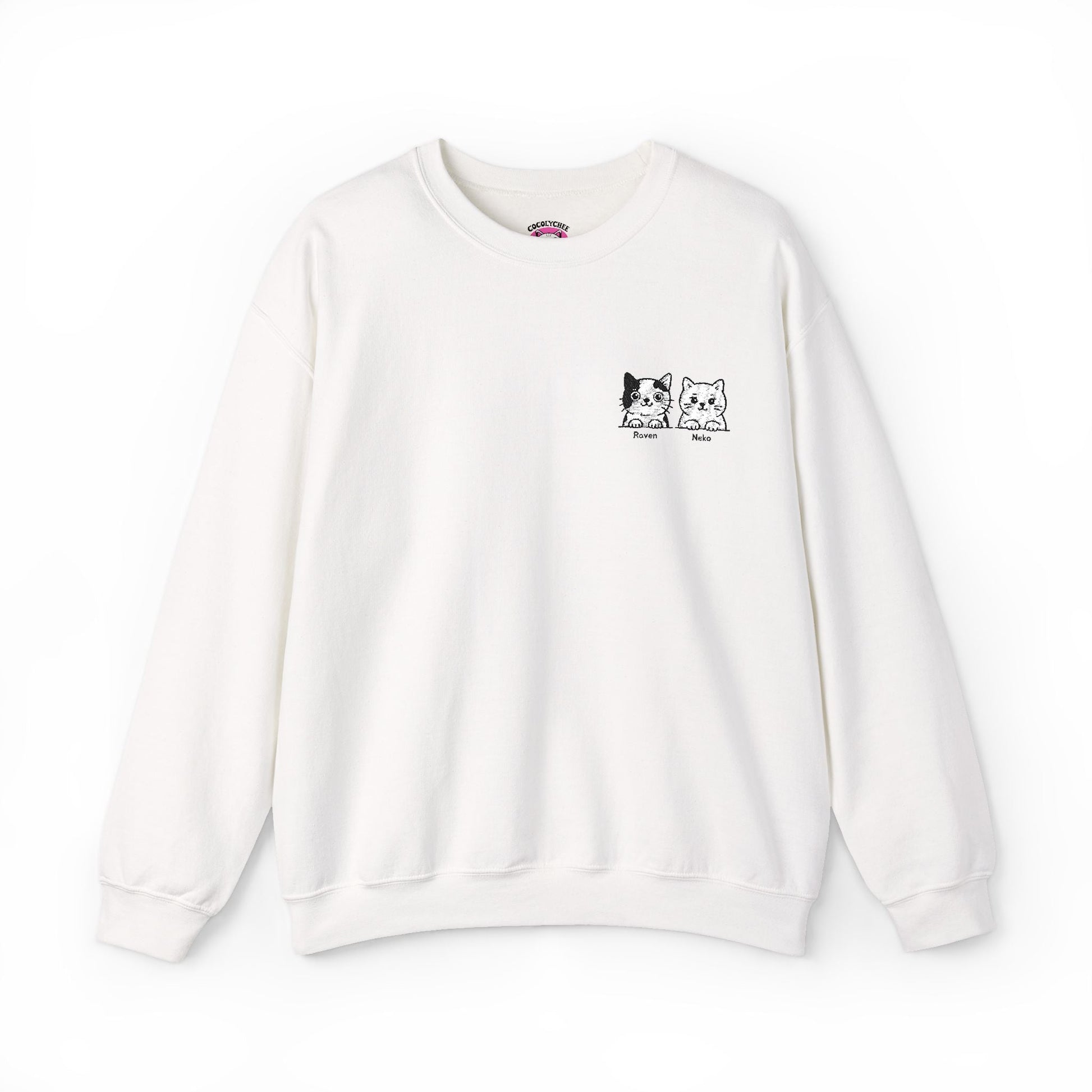Embroidered Cat Portrait Sweatshirt – Custom Line Art Style 🐾 - Cocolychee
