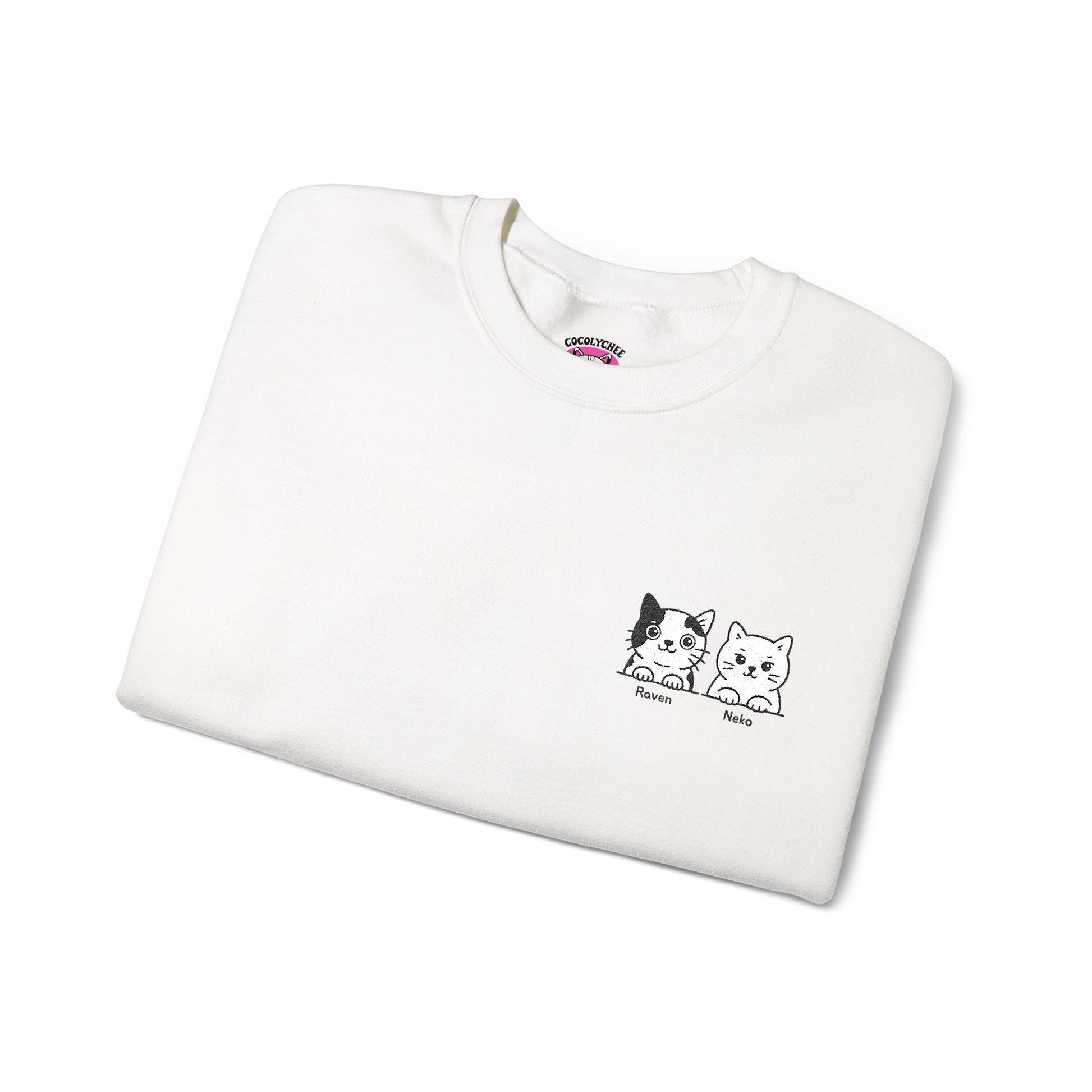 Embroidered Cat Portrait Sweatshirt – Custom Line Art Style 🐾 - Cocolychee
