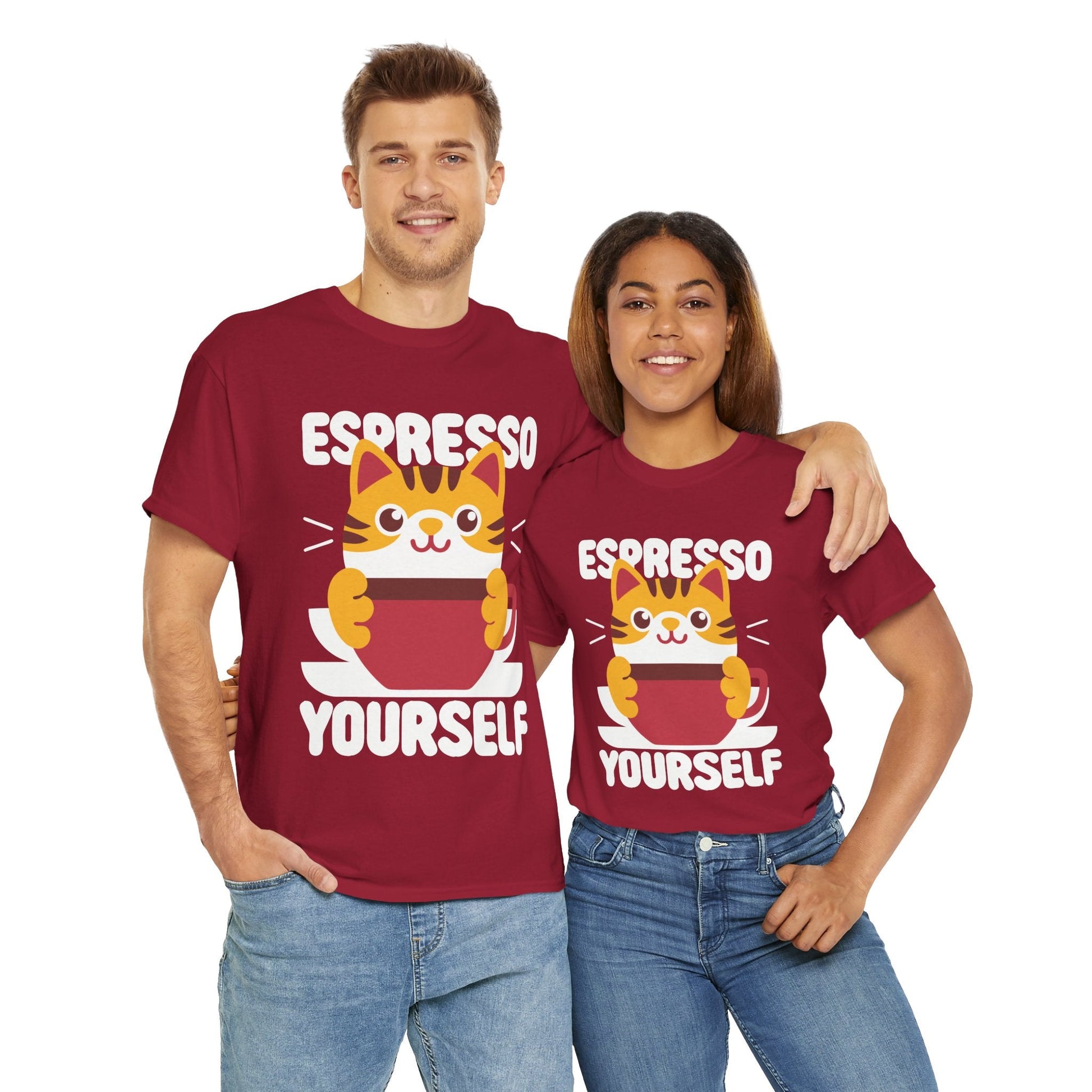 Espresso Yourself™ Color Edition Cat & Coffee Graphic Tee - Cocolychee